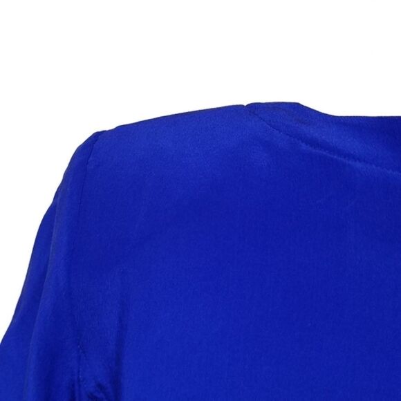 Vintage 80s Pia Rucci Royal Blue Silk Short Sleeve Crewneck Boxy Blouse M - Picture 10 of 11
